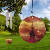 Lady Liberty red and yellow stars Wind Chime