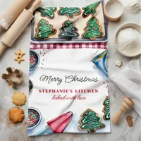 Christmas Tree Cookie Decorating Personalized Kitchen Towel