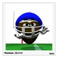 Funny Cartoon Football in a Helmet Wall Sticker