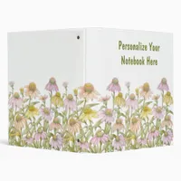 Coneflowers Watercolor Botanical Art 3 Ring Binder