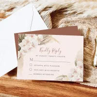 Pampas Grass Orchids Floral Terracotta Wedding RSVP Card