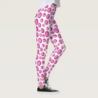 Bingo Balls Pink White Patterned Leggings