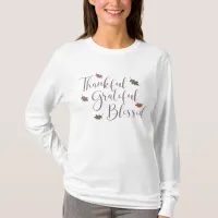 Rustic Thankful Grateful Blessed Autumn Leaves T-Shirt