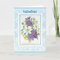 Romantic Flowers and Vintage Lace Valentine's Day Card