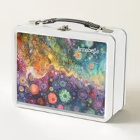 Beautiful Whimsical Colorful Back to School  Metal Lunch Box