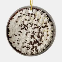 Chocolate Pudding Pie and Whipped Cream Christmas Ceramic Ornament