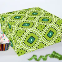 Stylish Boho Ethnic Lime Green Geometric Pattern Wrapping Paper