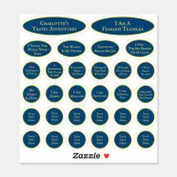 Blue And Yellow Sheet Of 30 Travel Affirmations Sticker