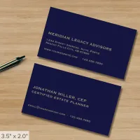 Simple Navy Blue and Gold Business Card