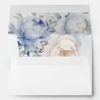 Elegant Boho Dusty Blue Floral Invitation Envelope