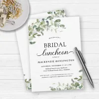 Elegant Eucalyptus Green Bridal Luncheon Invitation