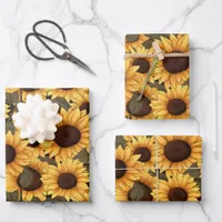 Pretty Sunflower Illustration All Over Print Wrapping Paper Sheets