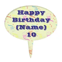 Happy Birthday with Confetti Oval Cake Topper