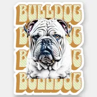 English Bulldog with Retro Font Sticker
