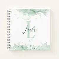 Green Watercolor Pretty Personalized Sketch Notebook
