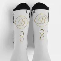 Monogram in gold with infinity circle on Gray | Socks