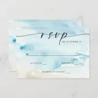 Watercolor Ocean Sea Summer Beach Wedding RSVP Card