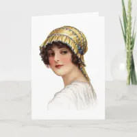 Vintage Lady wearing Bonnet Card