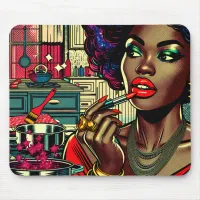 Beautiful Woman Putting on Lipstick Mouse Pad