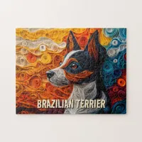 Brazilian Terrier Paper Quilling Art Dog Portrait Jigsaw Puzzle