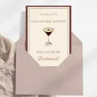 Chic Espresso Martini Themed Bridesmaid Proposal  Card