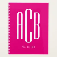 Hot Pink and White Three Letter Monogram Planner