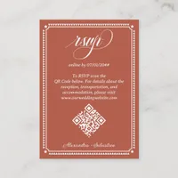 Terracotta Script Online RSVP QR Code Wedding Enclosure Card