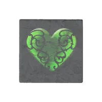 Goth St. Patrick's Day Green Heart Stone Magnet