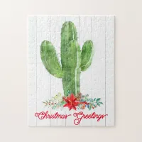 Rustic Desert Cactus Christmas Holiday Jigsaw Puzzle