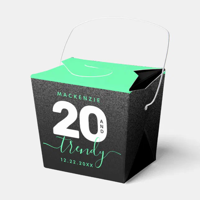 Modern Girly Mint Green 20 and Trendy Favor Boxes