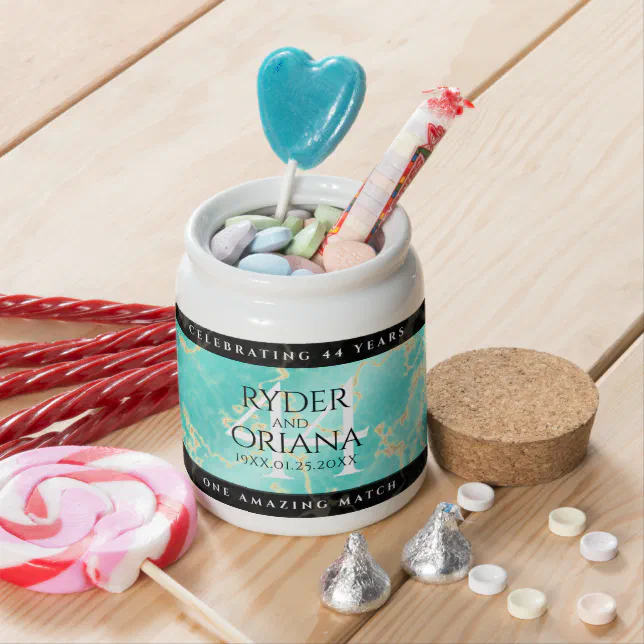 Elegant 44th Turquoise Wedding Anniversary Candy Jar