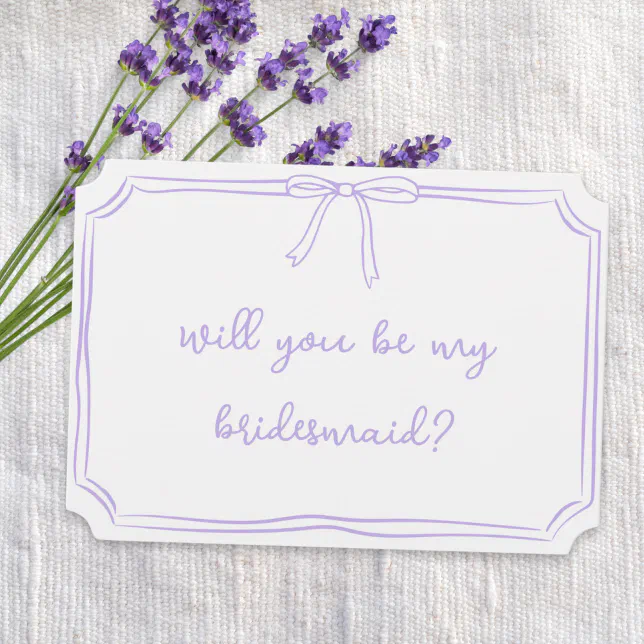 Handwritten Coquette Bow Chic Bridesmaid Proposal Invitation