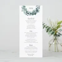 Abstract botanical eucalyptus Wedding  Menu