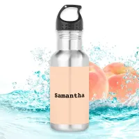 Light Peach Minimalist Simple Personalized Name Stainless Steel Water Bottle