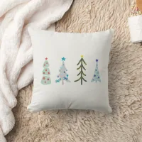 Cute Christmas trees doodle Throw Pillow