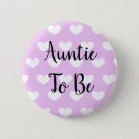 Auntie to be Purple Hearts Baby Shower Button