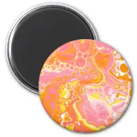 Pink and Orange Fluid Art  Magnet