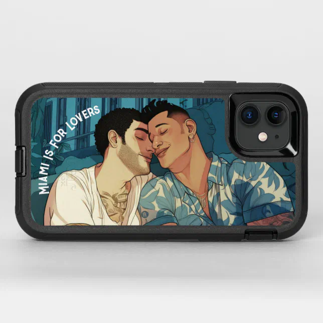 Miami Downtown Gay Men Cuddling Illustration