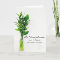 Greenery in Vase Funeral Service Memorial Folded Program