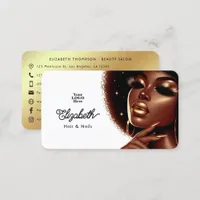 Elegant Afro Glam Melanin Chic Hair & Nail Salon Business Card