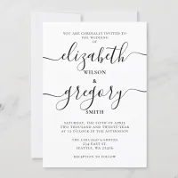 Black and White Handwritten Calligraphy Wedding Invitation