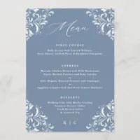 Elegant Dusty Blue Classic Wedding Menu