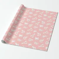 Crab and Lobster Blush Pink Seafood Patterned Wrapping Paper