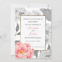 Pink Peony wedding save the date