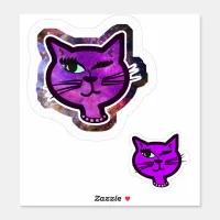 Fun Cosmos Sparkle Winking Cat Sticker