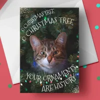 Funny Cat Tree Ornaments History Christmas Card