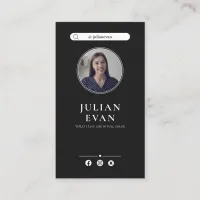 Modern Instagram Professional Black Photo Business Card