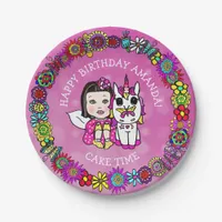 Personalized Happy Birthday Unicorn and Fairy Paper Plates