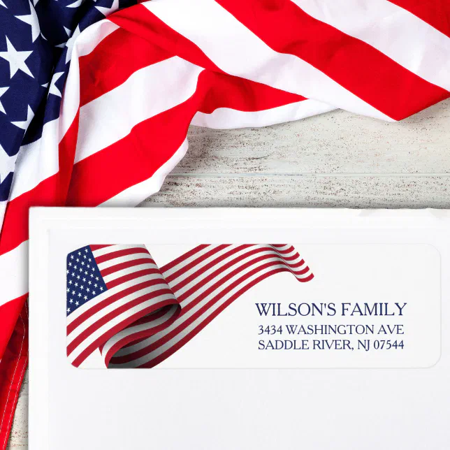 Custom Stars and Stripes Patriotic Return Address Label