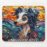 Colorful Chinese Crested Paper Quilling Portrait Mouse Pad